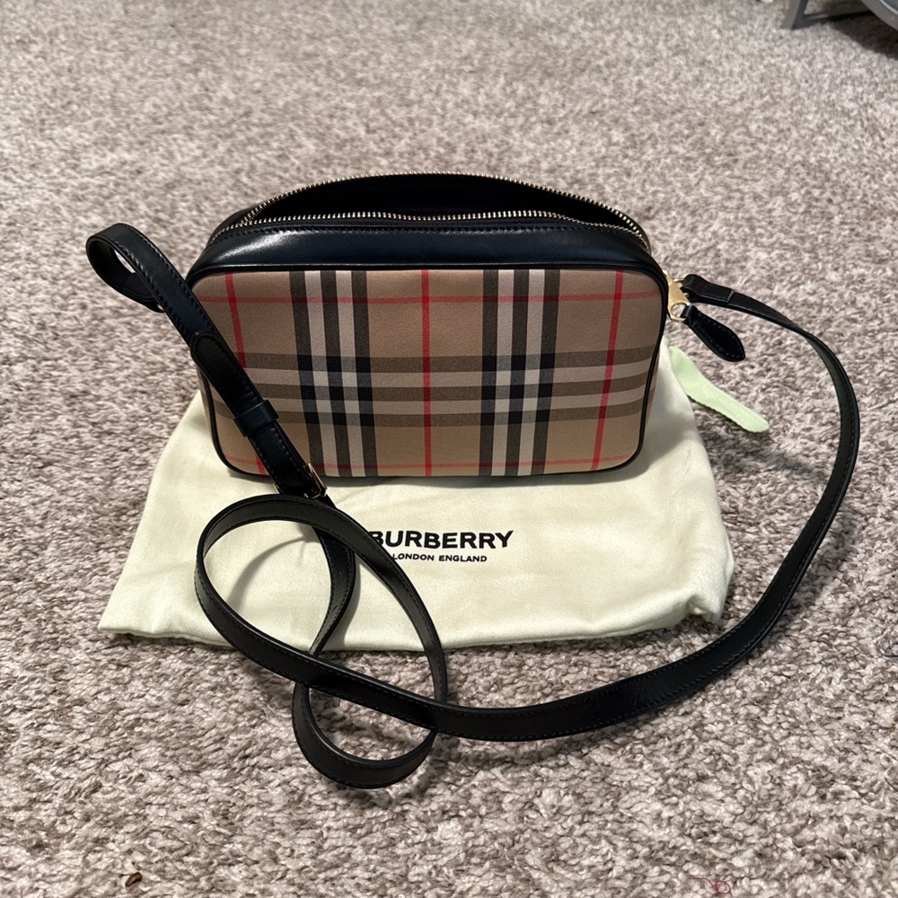 Authentic Burberry Beige and Red Plaid Crossbody Bag - Picture 5 of 8